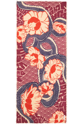 Kaschmirschal Tokyo Garden Dark Rose Creme Brulee – bedruckt, 100 % Cashmere | PURSCHOEN