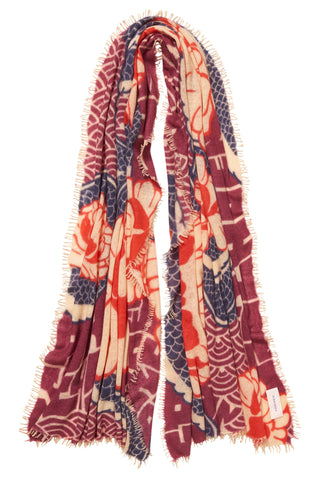 Kaschmirschal Tokyo Garden Dark Rose Creme Brulee – bedruckt, 100 % Cashmere | PURSCHOEN