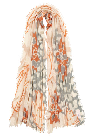 Kaschmirschal Neo Zahara Camel Classic Stone Grey – bedruckt, 100 % Cashmere | PURSCHOEN