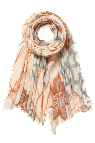 Kaschmirschal Neo Zahara Camel Classic Stone Grey – bedruckt, 100 % Cashmere | PURSCHOEN