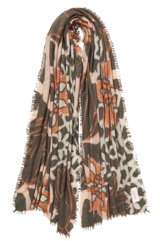 Kaschmirschal Neo Zahara Camel Classic Cognac – bedruckt, 100 % Cashmere | PURSCHOEN