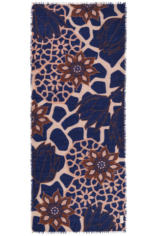 Kaschmirschal Neo Zahara Dirty Nougat Puder Blue – bedruckt, 100 % Cashmere | PURSCHOEN