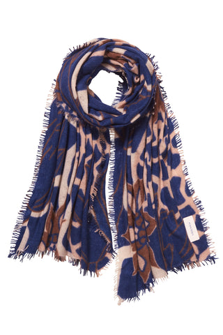 Kaschmirschal Neo Zahara Dirty Nougat Puder Blue – bedruckt, 100 % Cashmere | PURSCHOEN