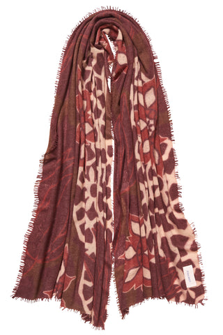 Kaschmirschal Neo Zahara Tonka Dirty Bordo – bedruckt, 100 % Cashmere | PURSCHOEN