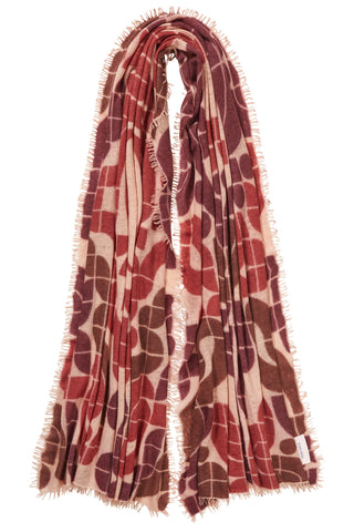 Kaschmirschal Reykjavik Camel Classic Puder Bordo – bedruckt, 100 % Cashmere | PURSCHOEN