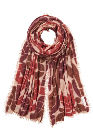 Kaschmirschal Reykjavik Camel Classic Puder Bordo – bedruckt, 100 % Cashmere | PURSCHOEN