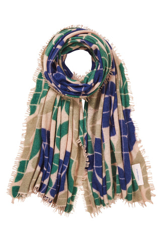 Kaschmirschal Reykjavik Camel Classic Green Dark – bedruckt, 100 % Cashmere | PURSCHOEN