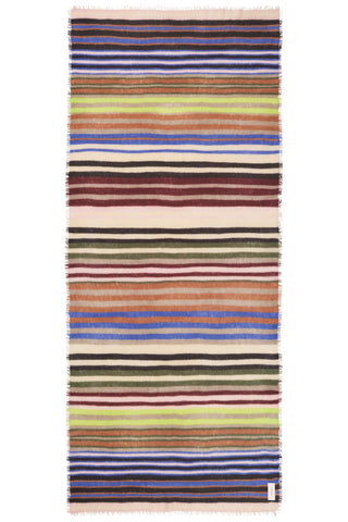 Kaschmirschal Rainbow Multi Atlantik Rose – mehrfarbig gestreift, 100 % Cashmere | PURSCHOEN