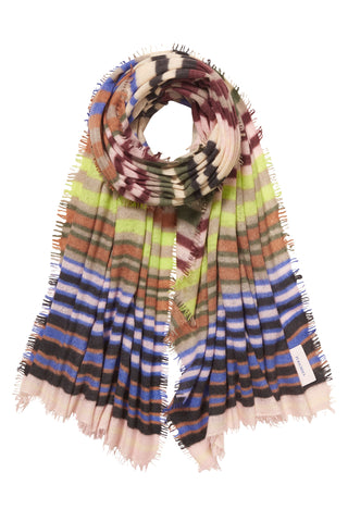 Kaschmirschal Rainbow Multi Atlantik Rose – mehrfarbig gestreift, 100 % Cashmere | PURSCHOEN