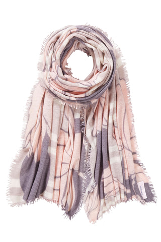Kaschmirschal Sola Luna Taupe-Creamy Rose – bedruckt, 100 % Cashmere | PURSCHOEN