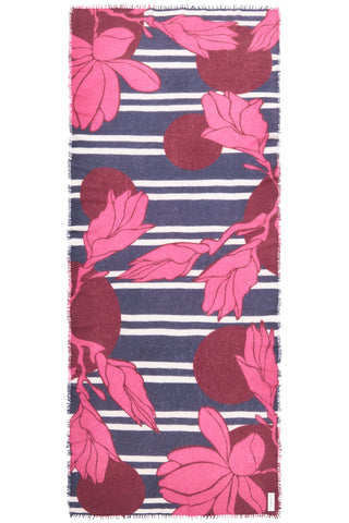 Kaschmirschal Sola Luna Navy-Fuchsia – bedruckt, 100 % Cashmere | PURSCHOEN
