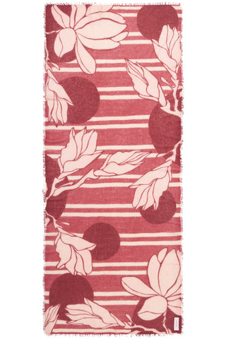 Kaschmirschal Sola Luna Dusty Red-Light Rose – bedruckt, 100 % Cashmere | PURSCHOEN