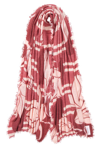 Kaschmirschal Sola Luna Dusty Red-Light Rose – bedruckt, 100 % Cashmere | PURSCHOEN