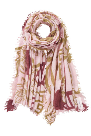 Kaschmirschal Temple of Silence Light Rose Kiwi – bedruckt, 100 % Cashmere | PURSCHOEN