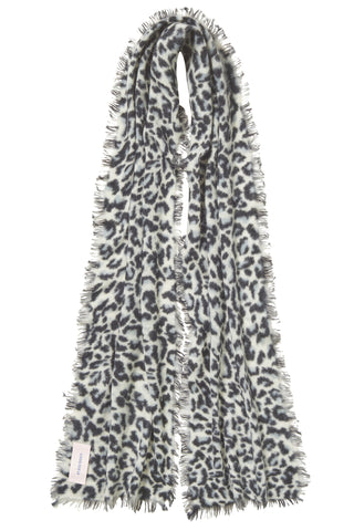 Kaschmirschal Slim Leo Black Grey – bedruckt 100 % Cashmere | PURSCHOEN