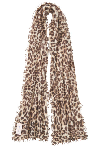 Kaschmirschal Slim Leo Beige Schoko – bedruckt 100 % Cashmere | PURSCHOEN