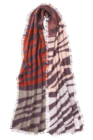 Kaschmirschal Zebra Punk Autumn Brush – bedruckt, 100 % Cashmere | PURSCHOEN
