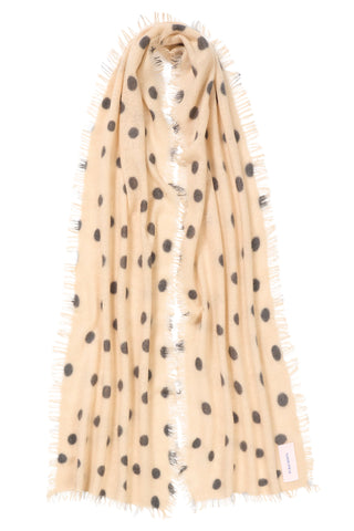 Polka Dot Kaschmirschal Slim Stardust Mandel Dark Grey – gepunktet | PURSCHOEN