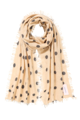 Polka Dot Kaschmirschal Slim Stardust Mandel Dark Grey – gepunktet | PURSCHOEN