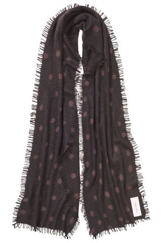 Polka Dot Kaschmirschal Slim Stardust Black Bitter Chocolate – gepunktet | PURSCHOEN