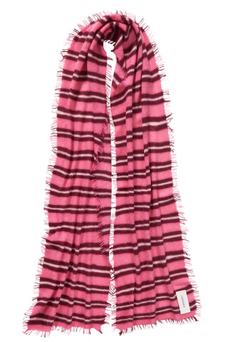 Kaschmirschal Slim Carmel Stripes Warm Pink – gestreift | PURSCHOEN
