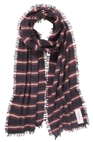 Kaschmirschal Slim Carmel Stripes Black – gestreift 100 % Cashmere | PURSCHOEN