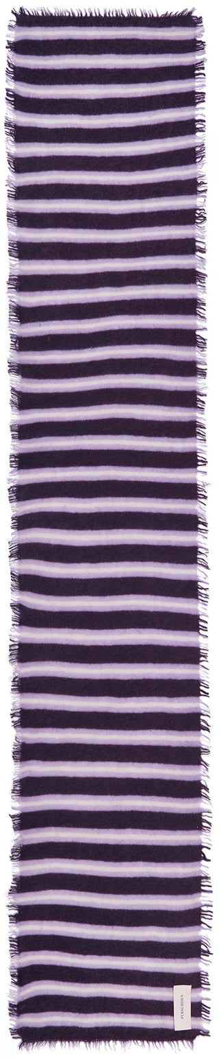 Kaschmirschal Slim Carmel Stripes Plum – gestreift 100 % Cashmere | PURSCHOEN