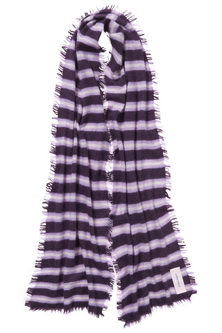 Kaschmirschal Slim Carmel Stripes Plum – gestreift 100 % Cashmere | PURSCHOEN