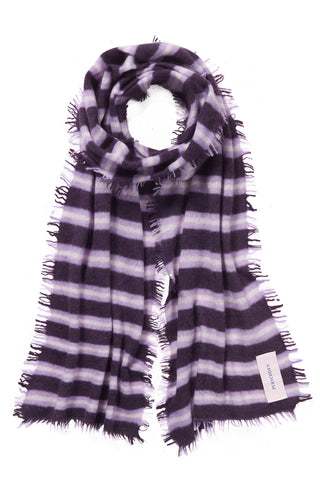 Kaschmirschal Slim Carmel Stripes Plum – gestreift 100 % Cashmere | PURSCHOEN