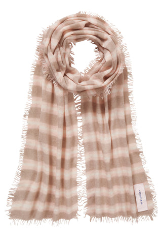 Kaschmirschal Slim Carmel Stripes Dark Sand – gestreift | PURSCHOEN