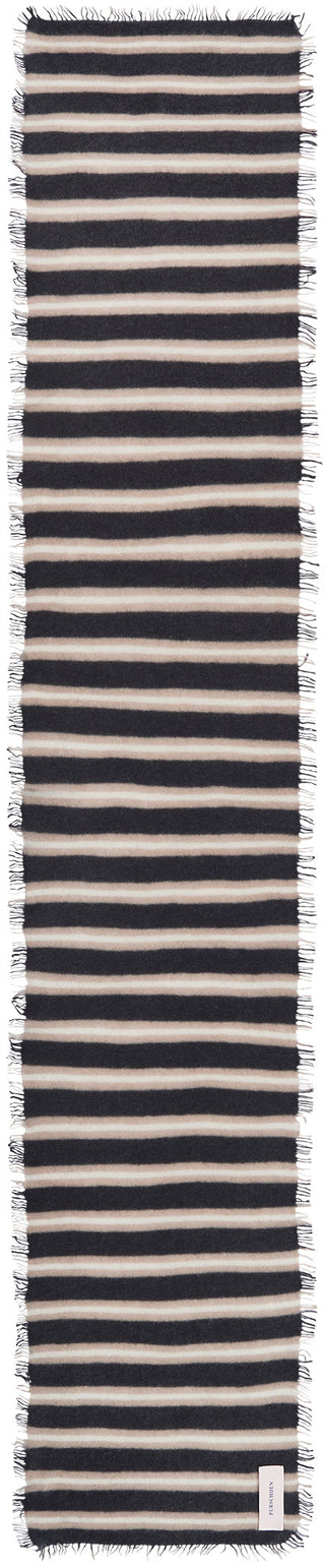 Kaschmirschal Slim Carmel Stripes Black Safari Dust – gestreift | PURSCHOEN