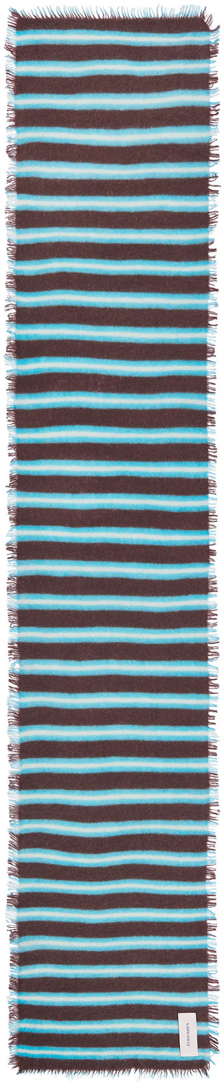 Kaschmirschal Slim Carmel Stripes Brown Turquoise – gestreift | PURSCHOEN