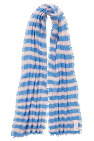 Kaschmirschal Slim Carmel Stripes Blue Rose – gestreift | PURSCHOEN