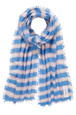 Kaschmirschal Slim Carmel Stripes Blue Rose – gestreift | PURSCHOEN