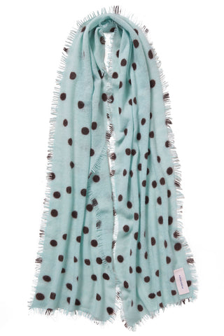 Polka Dot Kaschmirschal Stardust Sky Blue Brown Slim – gepunktet | PURSCHOEN