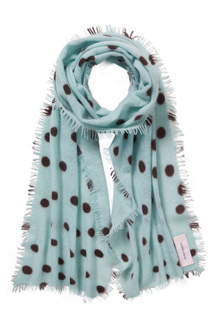 Polka Dot Kaschmirschal Stardust Sky Blue Brown Slim – gepunktet | PURSCHOEN