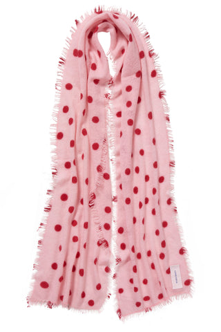 Polka Dot Kaschmirschal Stardust Rose Red Slim – gepunktet | PURSCHOEN