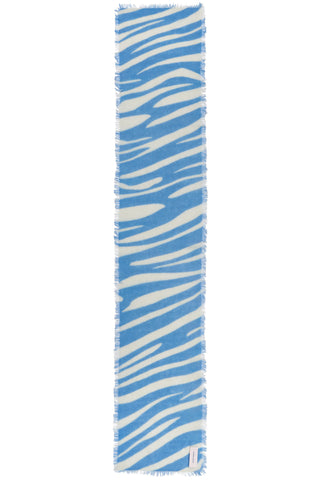 Kaschmirschal Zebra Punk Vintage Blue White – bedruckt, 100 % Cashmere | PURSCHOEN
