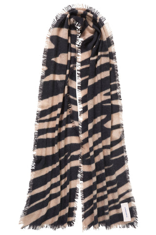 Kaschmirschal Zebra Punk Black Safari Dust – bedruckt, 100 % Cashmere | PURSCHOEN