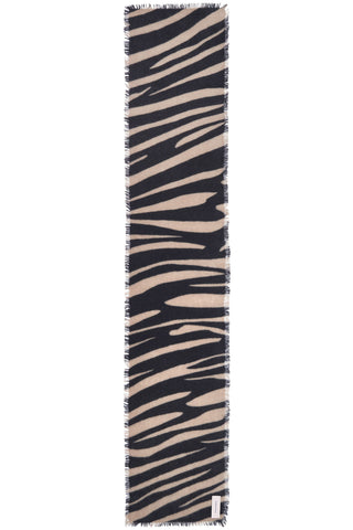 Kaschmirschal Zebra Punk Black Safari Dust – bedruckt, 100 % Cashmere | PURSCHOEN