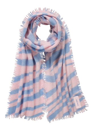 Kaschmirschal Zebra Punk Rose Powder Blue – bedruckt, 100 % Cashmere | PURSCHOEN