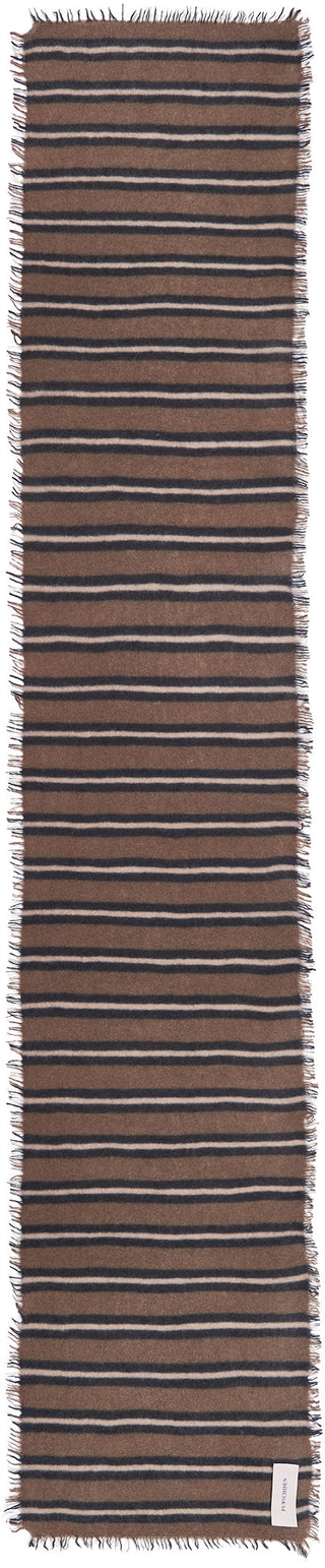 Kaschmirschal Slim Carmel Stripes Olive – gestreift | PURSCHOEN
