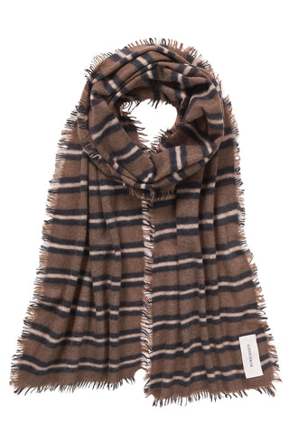 Kaschmirschal Slim Carmel Stripes Olive – gestreift | PURSCHOEN