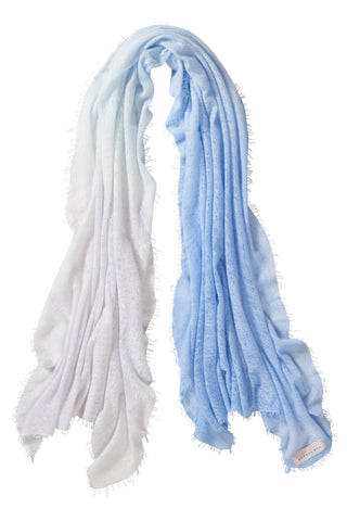 Kaschmirschal Ombre Bleu-Eisblau – Ombré-Farbverlauf, 100 % Cashmere | PURSCHOEN