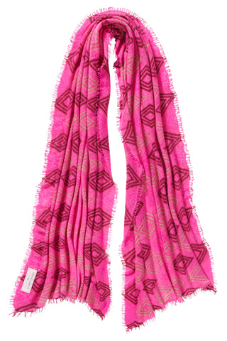 Kaschmirschal Crystal Diamond Pink – bedruckt, 100 % Cashmere | PURSCHOEN