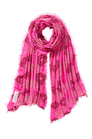 Kaschmirschal Crystal Diamond Pink – bedruckt, 100 % Cashmere | PURSCHOEN