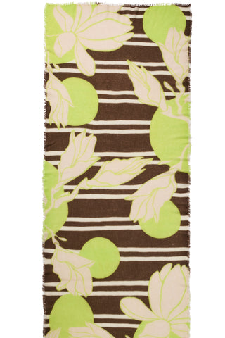 Kaschmirschal Sola Luna Teak-Lime – bedruckt, 100 % Cashmere | PURSCHOEN