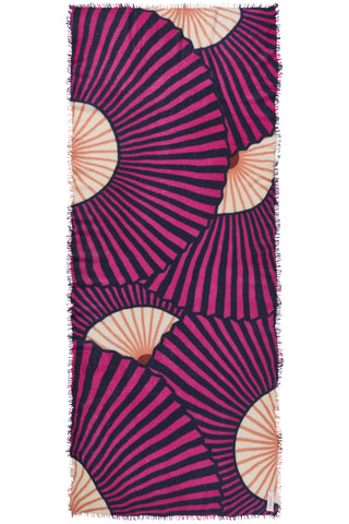 Kaschmirschal Sensu Fuchsia-Night Blue – bedruckt, 100 % Cashmere | PURSCHOEN