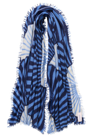 Kaschmirschal Sensu Sky Blue-Jeans – bedruckt, 100 % Cashmere | PURSCHOEN