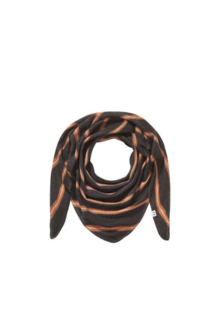 Dreieckstuch aus Kaschmir gestreift Black Toffee – modisches Halstuch | PURSCHOEN